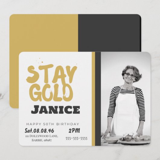 Fabolous Gold Golden 50th Personalized Kaart (Voorkant / Achterkant)