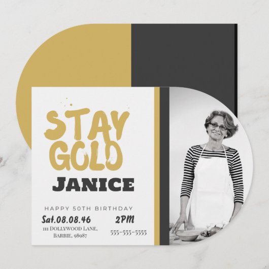 Fabolous Gold Golden 50th Personalized Kaart (Voorkant / Achterkant)