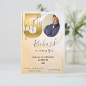 Fabolous Gold Golden 50th Personalized Kaart (Staand voorkant)