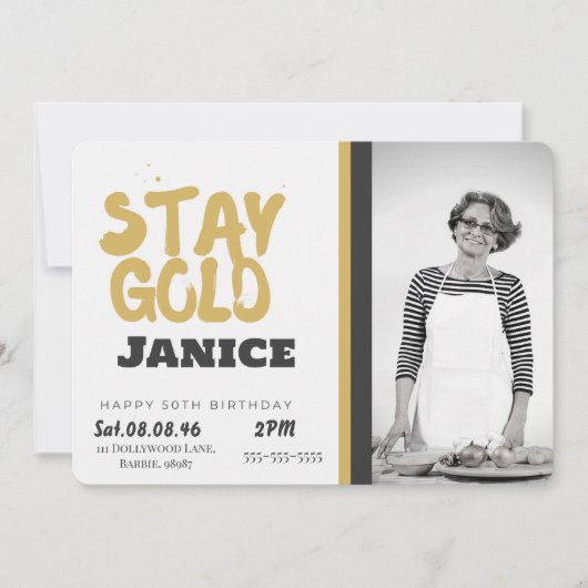 Fabolous Goud Verguld 50e Persoonlijk Kaart (Voorkant)