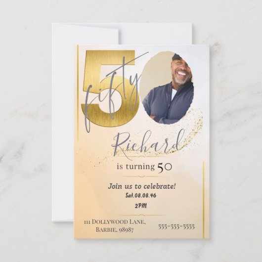 Fabolous Goud Vergulde 50e Persoonlijke Kaart (Voorkant)