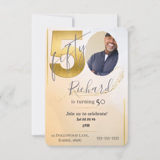 Fabolous Goud Vergulde 50e Persoonlijke Kaart (Voorkant)