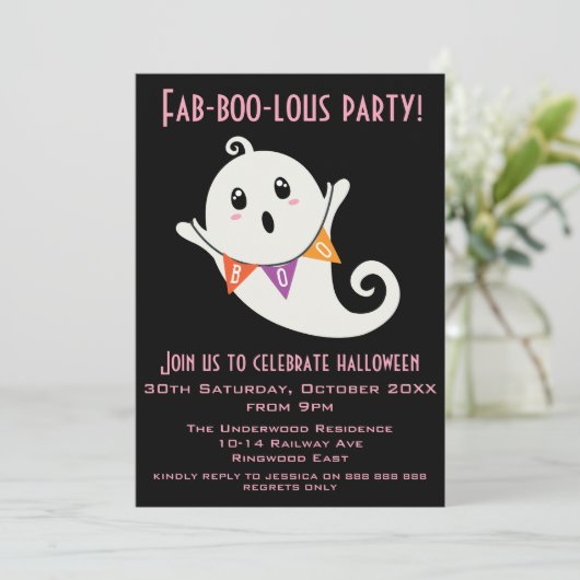 FABOOLOUS HALLLOWEEN PARTIJ KAART (Staand voorkant)