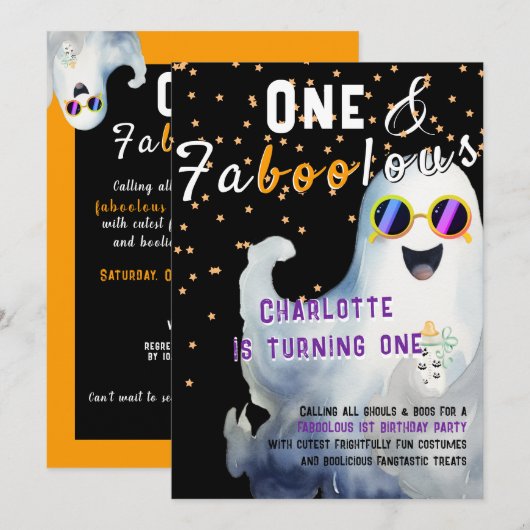 FaBOOlous Halloween Little BOO Baby 1e Verjaardag Kaart (Voorkant / Achterkant)