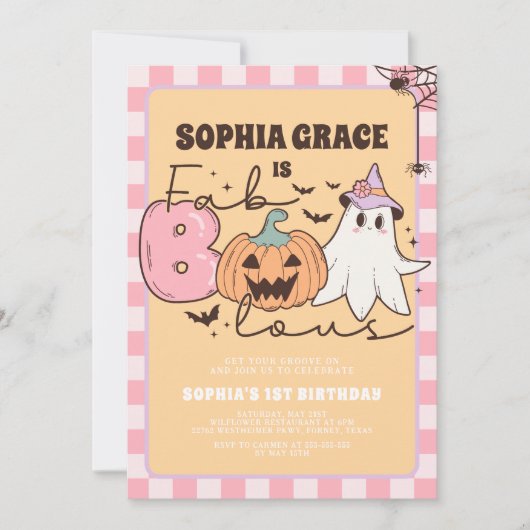 Faboolous Leuke Ghost Groovy Halloween Verjaardag Kaart (Voorkant)