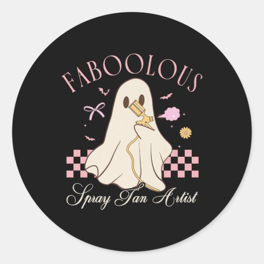 Faboolous Spray Tan Kunstenaar Spook Halloween Kok Ronde Sticker (Voorkant)