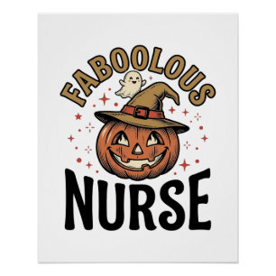 Faboolous Verpleegster Halloween Pompoen Vintage T Perfect Poster