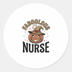 Faboolous Verpleegster Halloween Pompoen Vintage T Ronde Sticker
