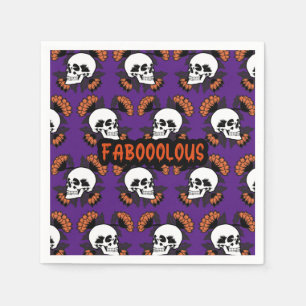 Fabooly Creepy Scary Skulls Halloween Pattern Servet