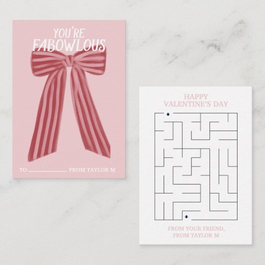 FaBOWlous Bow Themd Classroom Valentijnse Kaart Notitiekaartje (Voorkant / Achterkant)