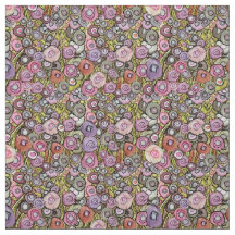 FABRIC ABSTRACTE CIRCLE-STROMEN PINK GROEN DK-LIJN
