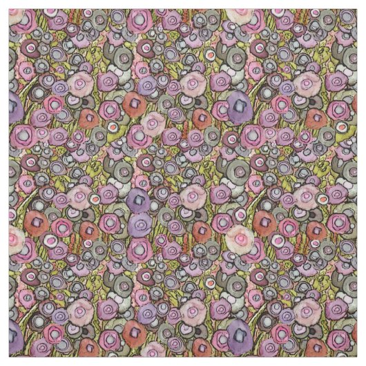 FABRIC ABSTRACTE CIRCLE-STROMEN PINK GROEN DK-LIJN STOF (Swatch)