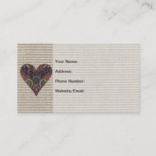 Fabric Applique Heart Collage Visitekaartje