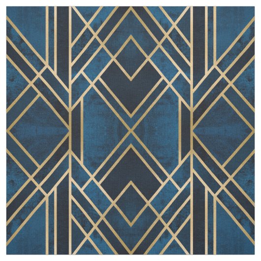 Fabric - Art Deco Blue & Gold Mirrored Stof (Swatch)