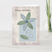 Fabric Birthday Flower Kaart (Voorkant)