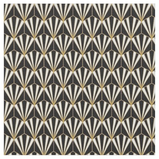 Fabric - Black White Gold Art Deco Stof (Close Up)