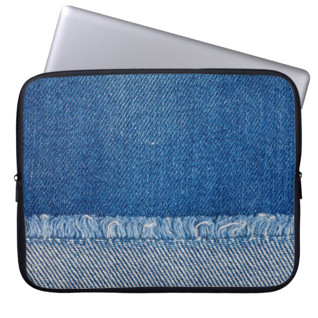 Fabric Blue Jeans Background, Denim texture Laptop Sleeve (Voorkant)