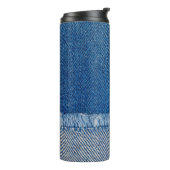 Fabric Blue Jeans Background, Denim texture Thermosbeker (Gedraaid links)