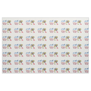 Fabric Colorful Dala Horses Stof