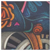 Fabric Decoupage Day of Dead Skeleton Vibrant Stof (Swatch)