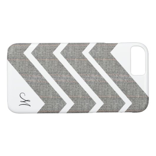 Fabric Denim Chevron Monogram iPhone 7/8 Hoesjes (Achterkant (Horizontaal))