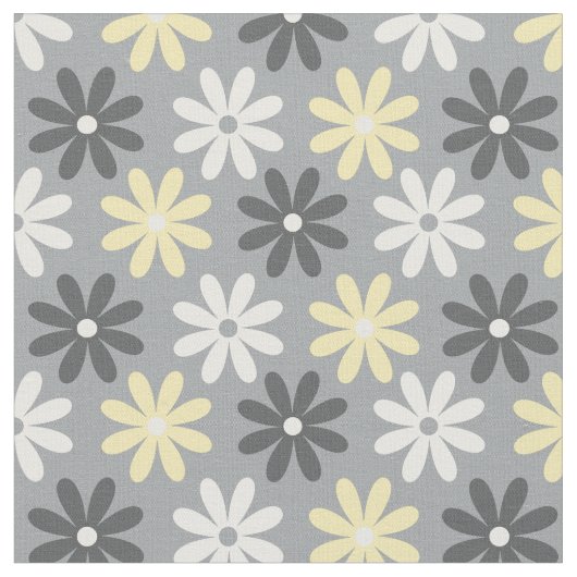 Fabric Floral Group Pattern Amarillo y Gris Stof (Close Up)