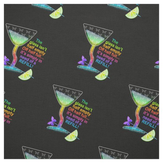 FABRIC - GLASHALF VOLLEDIG, Cocktail-Humor Stof (Swatch)