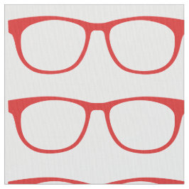 Fabric Red Hipster Geek Glasses Stof