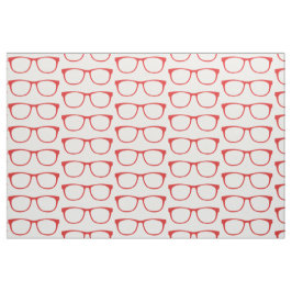 Fabric Red Hipster Geek Glasses Stof