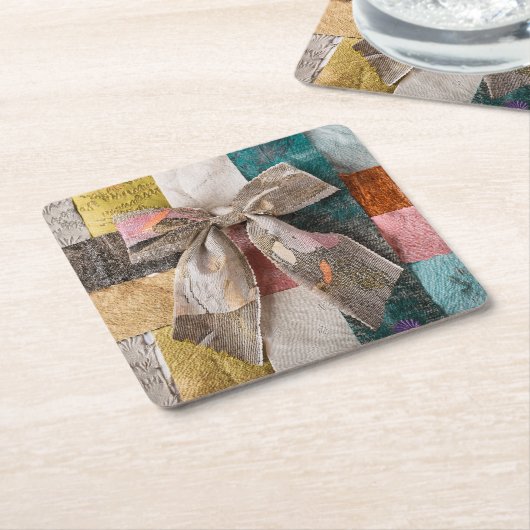Fabric Ribbon Bow Coaster Kartonnen Onderzetters (Schuin)