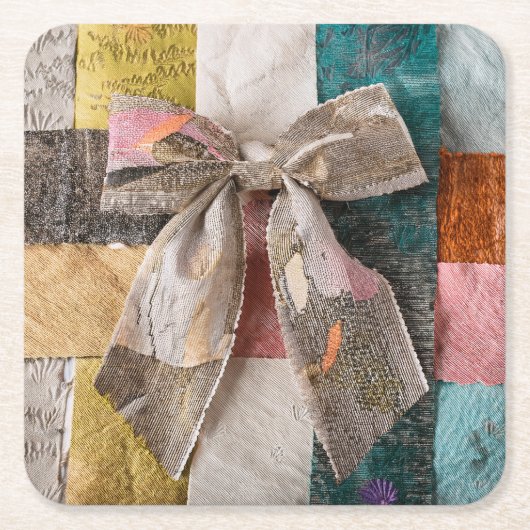 Fabric Ribbon Bow Coaster Kartonnen Onderzetters (Voorkant)