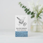 Fabric-schaar | Schroefsel en naald Visitekaartje (Staand voorkant)