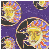 FABRIC SOLAR ECLIPSE SUN & MOON WATERVERF STOF (Close Up)