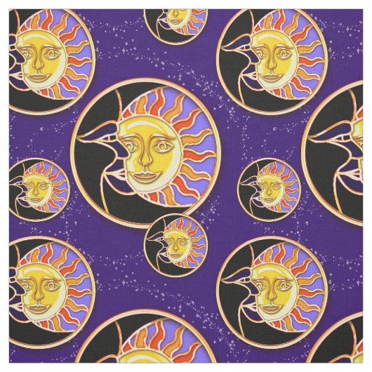 FABRIC SOLAR ECLIPSE SUN & MOON WATERVERF STOF (Swatch)