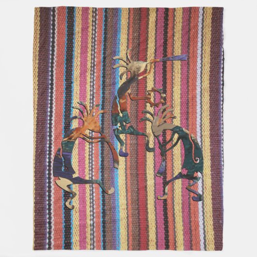 Fabric Stripes Patroon gekleurd I + KOKOPELLI Fleece Deken (Voorkant)