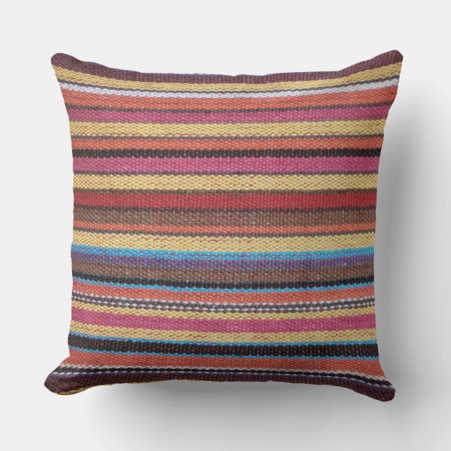 Fabric Stripes Patroon verkleurde I + uw ideeën Kussen (Voorkant)