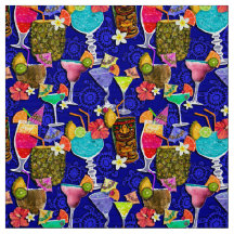 FABRIC TROPISCHE DRINK COCKTAILS ALCOHOL Waterverf