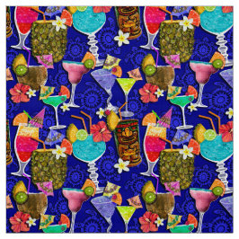FABRIC TROPISCHE DRINK COCKTAILS ALCOHOL Waterverf Stof