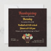Fabric Turkey Family Gathering Thanksgiving Kaart (Achterkant)