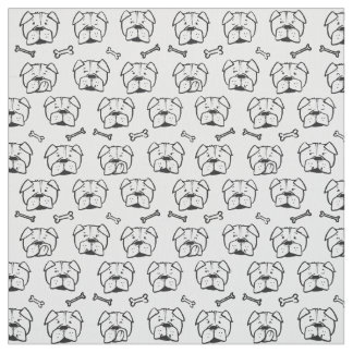 Fabric with an english bulldog pattern stof