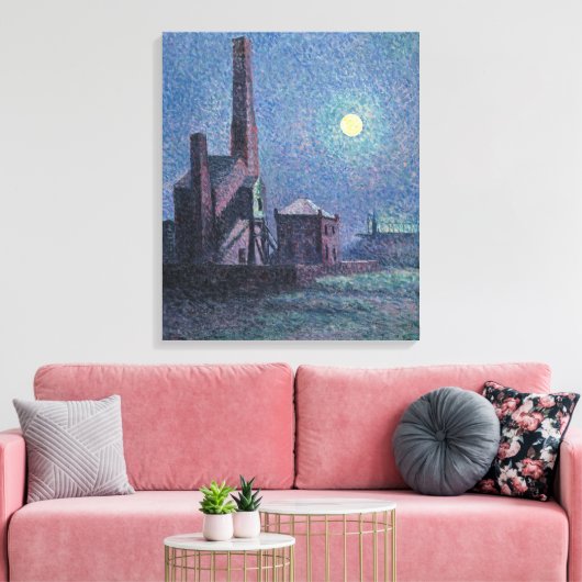 Fabriek in de Monlight (Stedelijk Landschap) (Luce Canvas Afdruk (Insitu (Woonkamer))