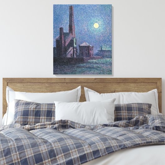 Fabriek in de Monlight (Stedelijk Landschap) (Luce Canvas Afdruk (Insitu (Slaapkamer))