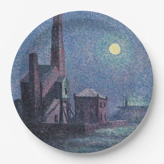 Fabriek in de Monlight (Stedelijk Landschap) (Luce Papieren Bordje (Voorkant)