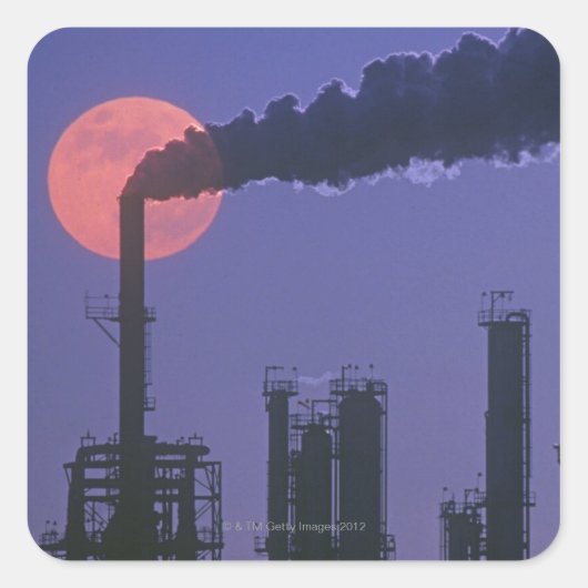 Fabriek Smokestacks Vierkante Sticker (Voorkant)