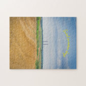 Fabrieksmatige schoorstenen met geel veld veld legpuzzel (Horizontaal)