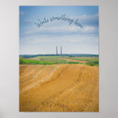 Fabrieksmatige schoorstenen met geel veld veld poster (Voorkant)