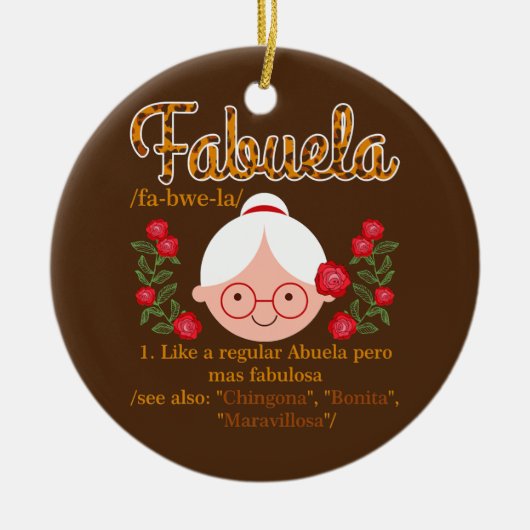 Fabuela als een regulier Abuela Leopard Spaans Keramisch Ornament (Voorkant)