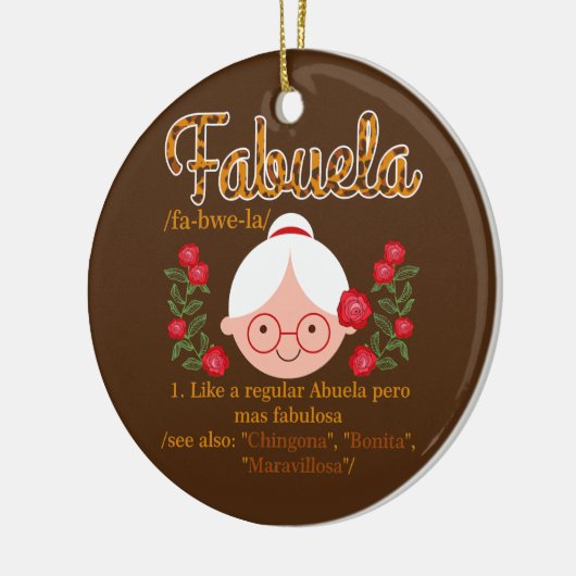 Fabuela als een regulier Abuela Leopard Spaans Keramisch Ornament (Links)