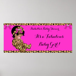Fabulair Baby shower Baby Cute Girl Leopard Pink Poster