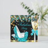 Fabulair Blauwgroen blauw glitter High Hiel Dag 2 Kaart (Staand voorkant)